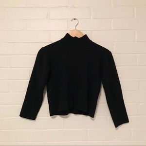 Vintage Black Ribbed Mock Turtleneck Sweater